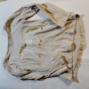 Girls Small Sequined Unicorn Long Sleeve Tee